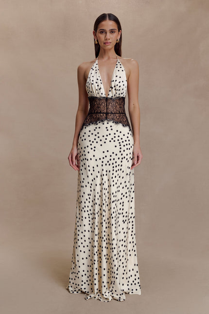 Women's V-Neck Polka Dot Summer Wedding Guest Maxi Dress