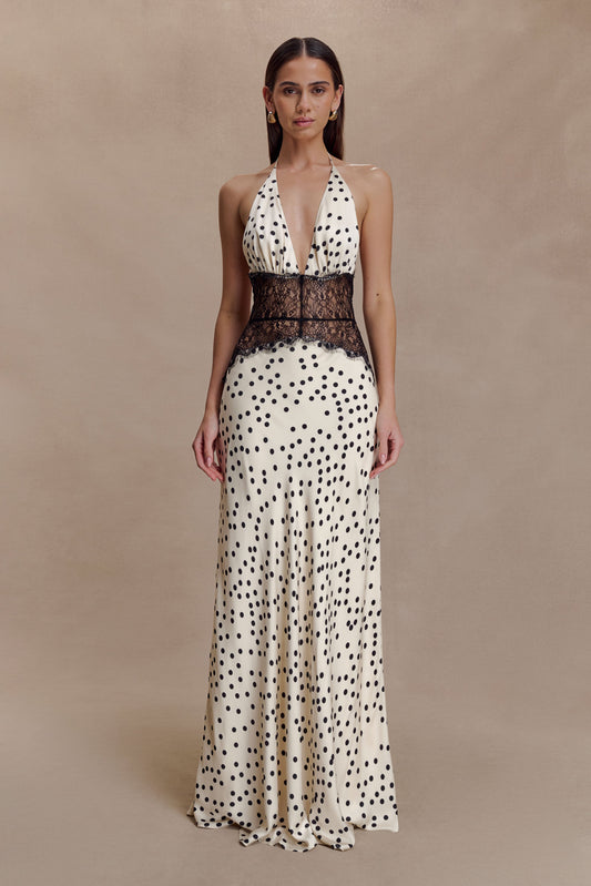 Women's V-Neck Polka Dot Summer Wedding Guest Maxi Dress