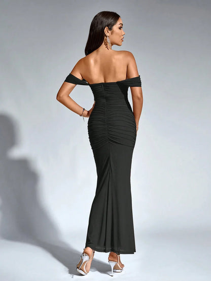 Women's V-Neck Sleeveless Flowy Cocktail Maxi Dress