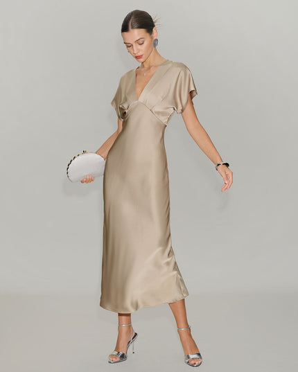 Women's V-Neck Tiered Summer Wedding Guest Midi Dress