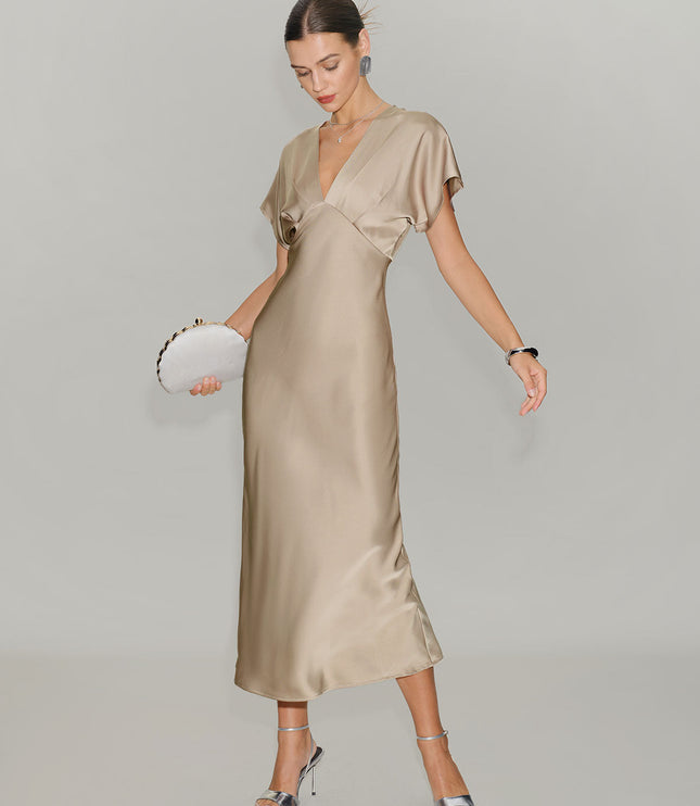 Women's V-Neck Tiered Summer Wedding Guest Midi Dress