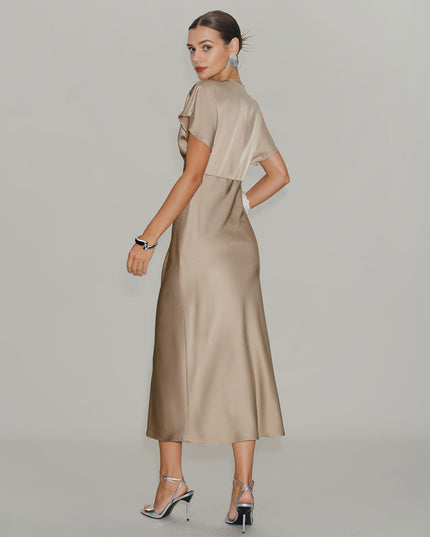 Women's V-Neck Tiered Summer Wedding Guest Midi Dress