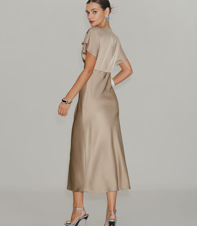 Women's V-Neck Tiered Summer Wedding Guest Midi Dress