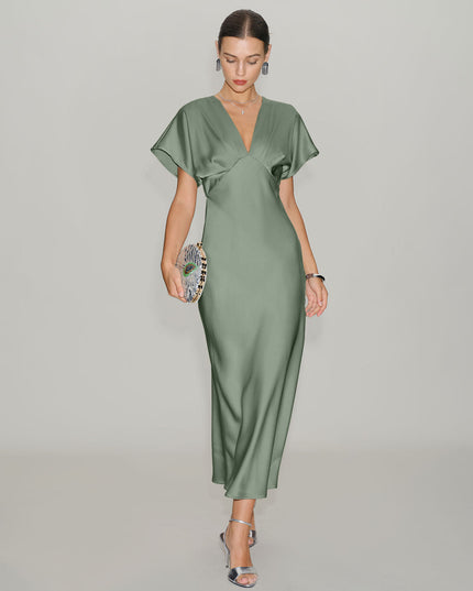 Women's V-Neck Tiered Summer Wedding Guest Midi Dress