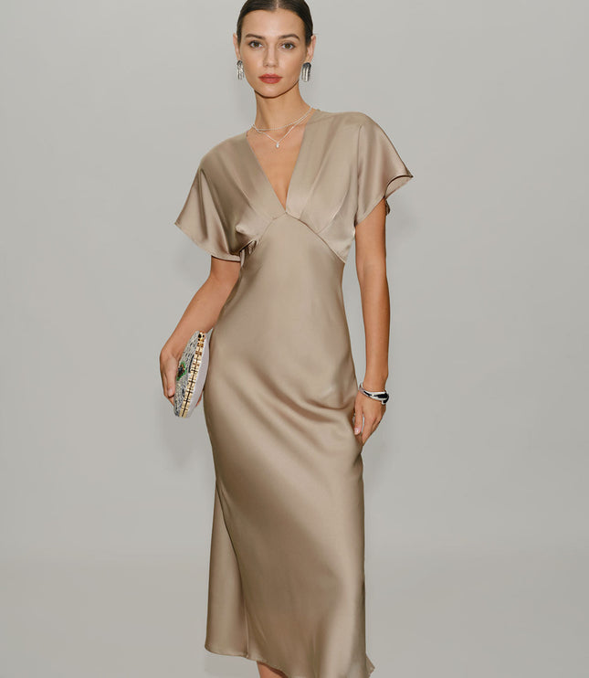 Women's V-Neck Tiered Summer Wedding Guest Midi Dress