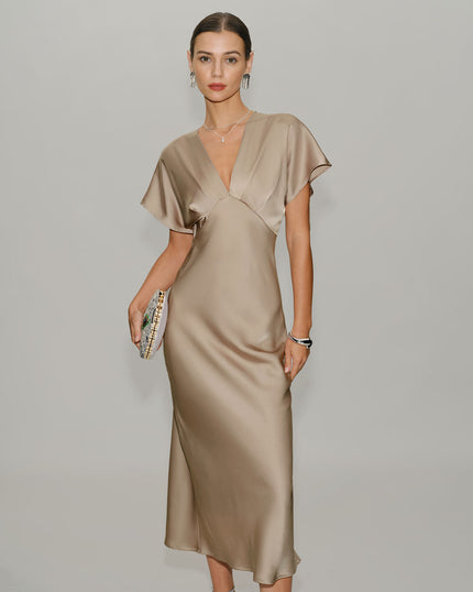 Women's V-Neck Tiered Summer Wedding Guest Midi Dress