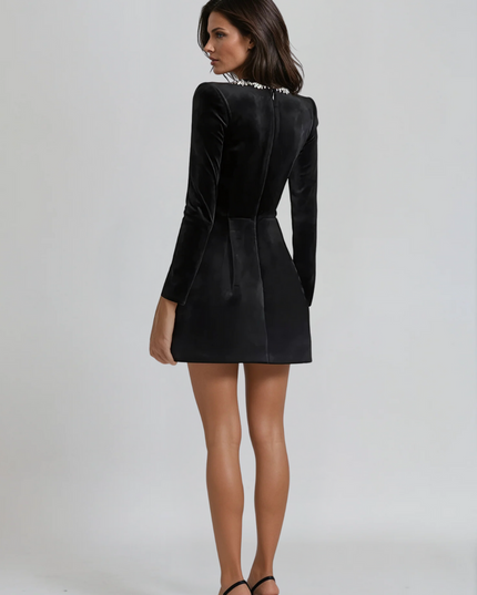 Women's Velvet Wedding Guest Mini Cocktail Party Dress