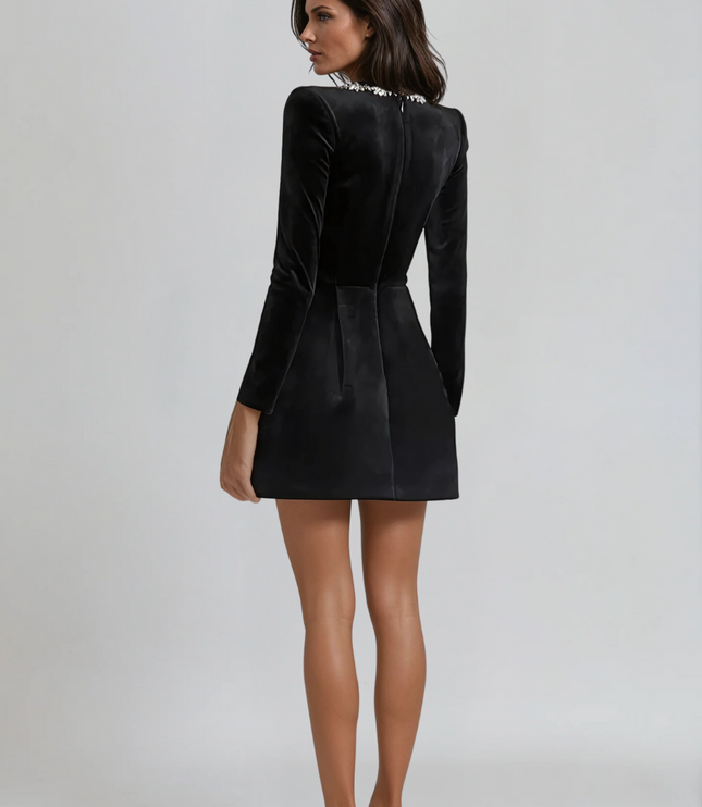 Women's Velvet Wedding Guest Mini Cocktail Party Dress