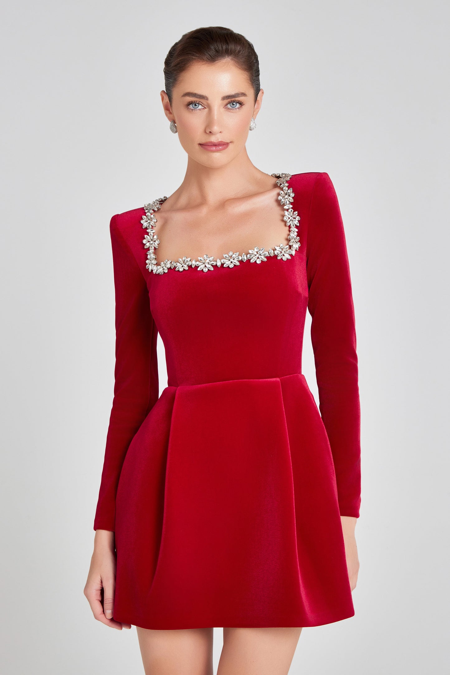 Women's Velvet Wedding Guest Mini Cocktail Party Dress