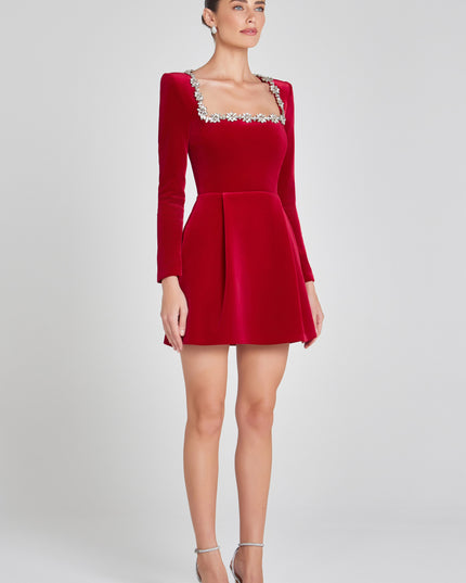 Women's Velvet Wedding Guest Mini Cocktail Party Dress