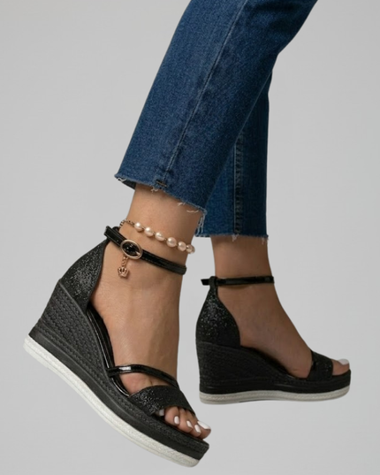 Women's Wedge Sandals with an Espadrille-Wrapped Platform