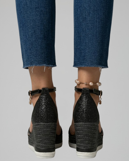 Women's Wedge Sandals with an Espadrille-Wrapped Platform