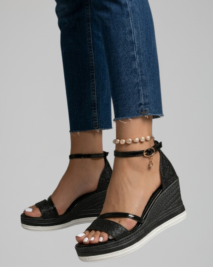 Women's Wedge Sandals with an Espadrille-Wrapped Platform
