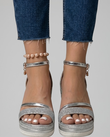 Women's Wedge Sandals with an Espadrille-Wrapped Platform