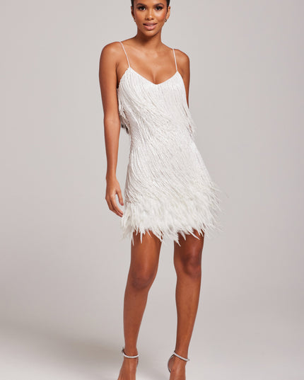 Women's White Fringe Mini Homecoming Party Dress