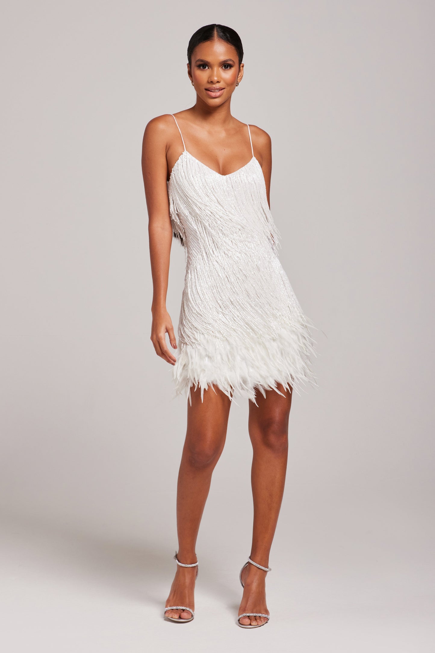 Women's White Fringe Mini Homecoming Party Dress