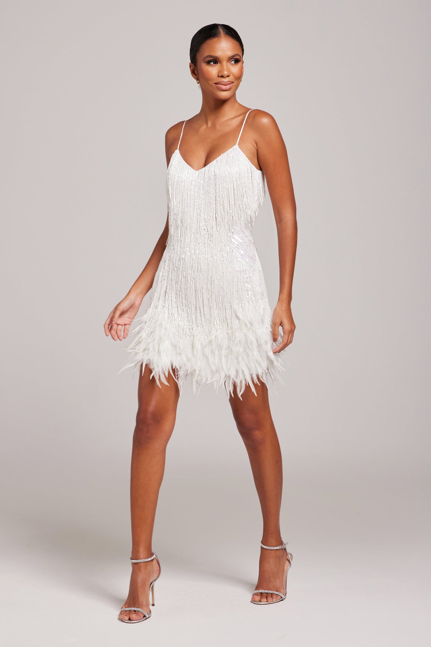 Women's White Fringe Mini Homecoming Party Dress