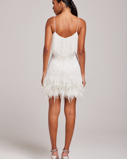 Women's White Fringe Mini Homecoming Party Dress