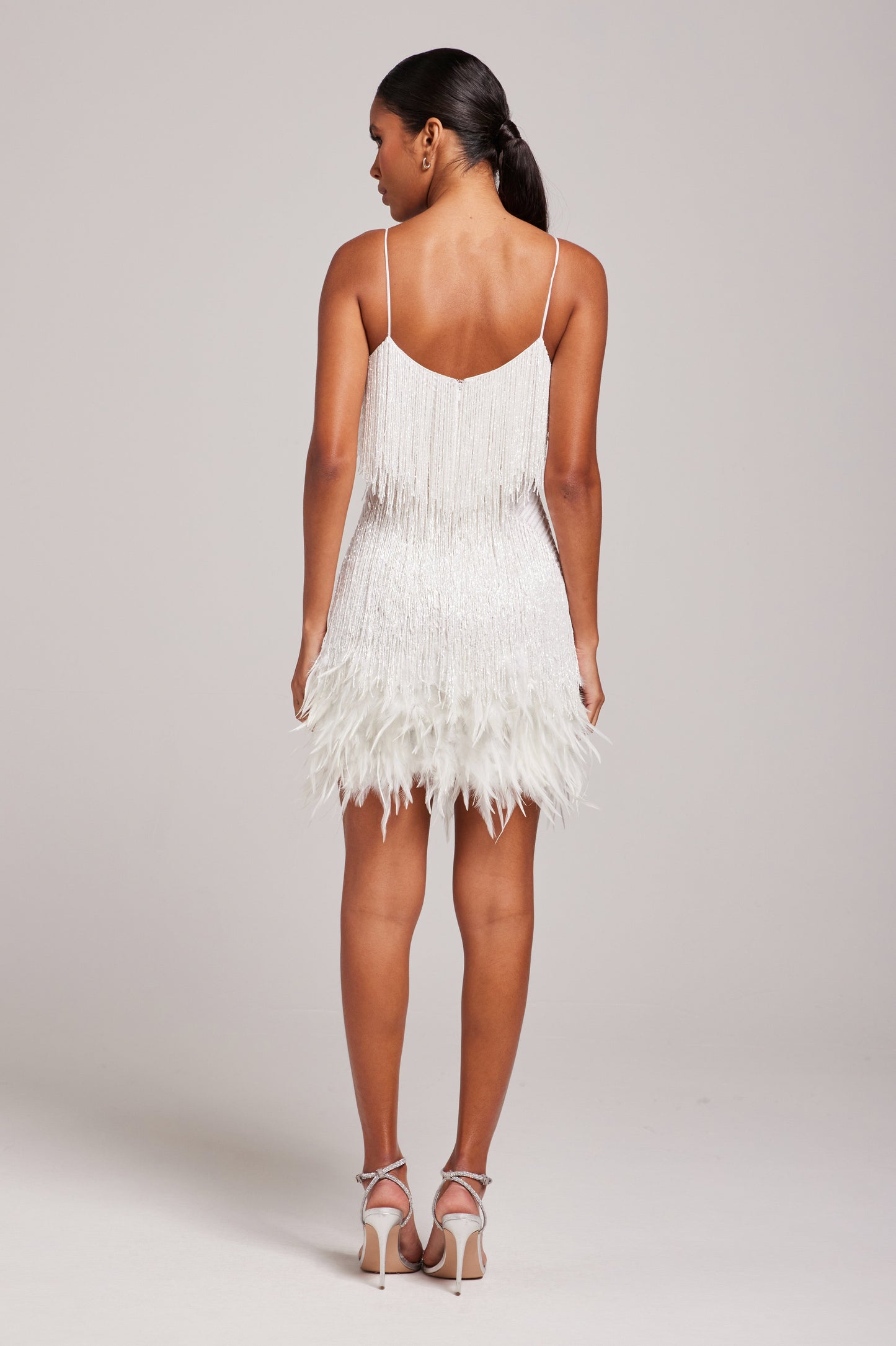 Women's White Fringe Mini Homecoming Party Dress