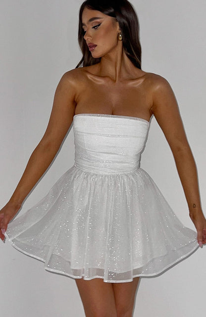 Women's White Off-Shoulder Ruched Bodycon Homecoming Mini