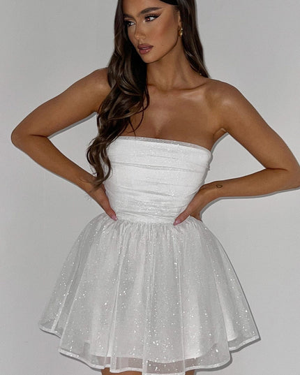 Women's White Off-Shoulder Ruched Bodycon Homecoming Mini