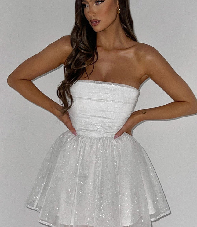 Women's White Off-Shoulder Ruched Bodycon Homecoming Mini
