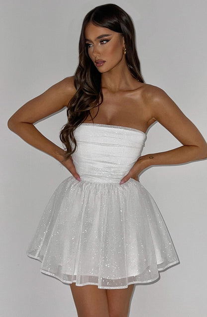 Women's White Off-Shoulder Ruched Bodycon Homecoming Mini