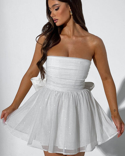 Women's White Off-Shoulder Ruched Bodycon Homecoming Mini