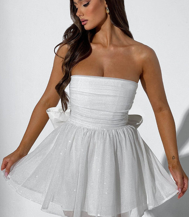 Women's White Off-Shoulder Ruched Bodycon Homecoming Mini