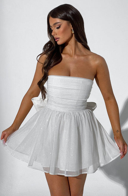 Women's White Off-Shoulder Ruched Bodycon Homecoming Mini
