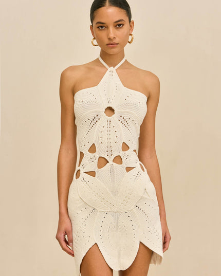 Women's White Off Shoulder Square Neck Mini Dress