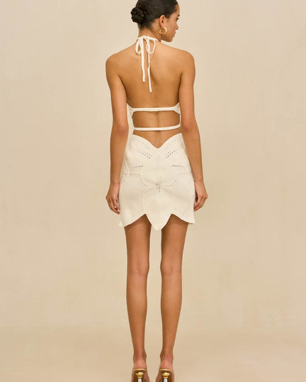 Women's White Off Shoulder Square Neck Mini Dress