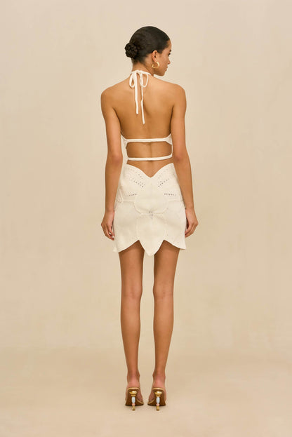 Women's White Off Shoulder Square Neck Mini Dress