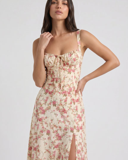 Women's White V-Neck Summer Cocktail Midi Dress