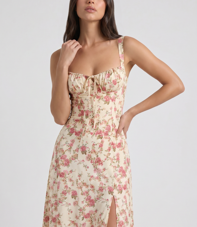 Women's White V-Neck Summer Cocktail Midi Dress