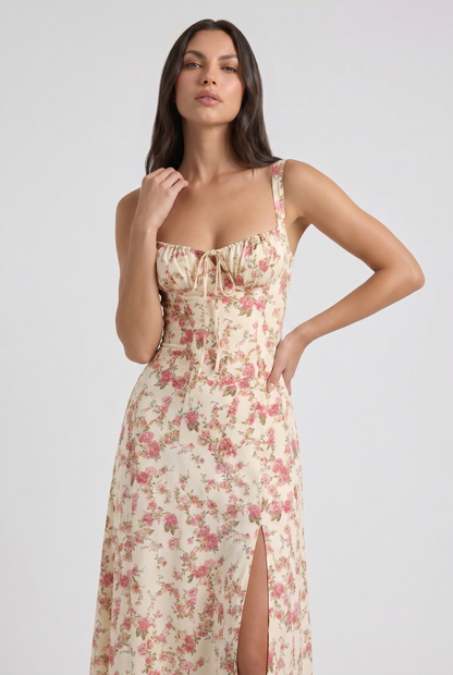 Women's White V-Neck Summer Cocktail Midi Dress