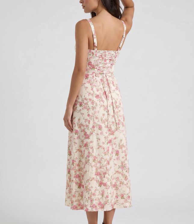 Women's White V-Neck Summer Cocktail Midi Dress