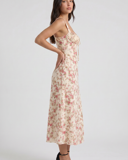 Women's White V-Neck Summer Cocktail Midi Dress