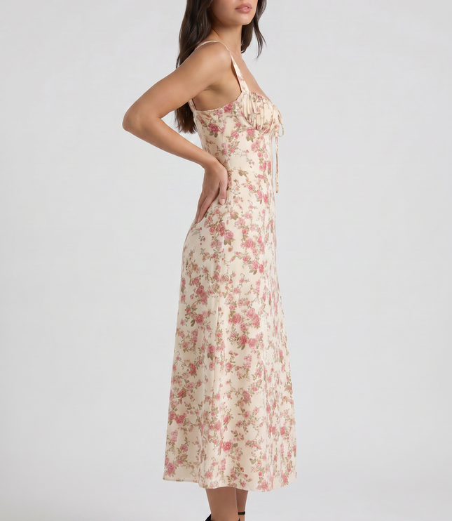 Women's White V-Neck Summer Cocktail Midi Dress