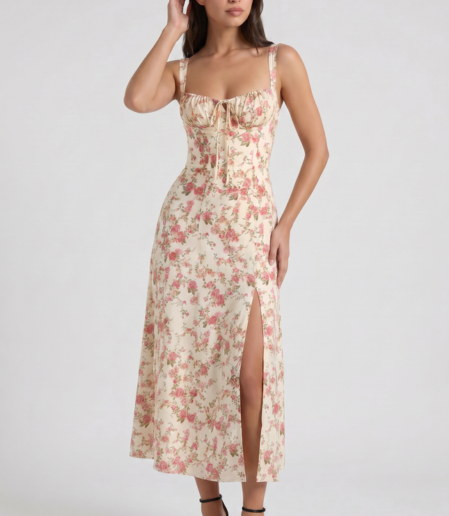 Women's White V-Neck Summer Cocktail Midi Dress