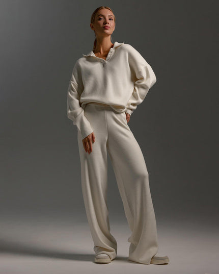 Women's Wide-Leg Pants and Polo Sweater Lounge Set