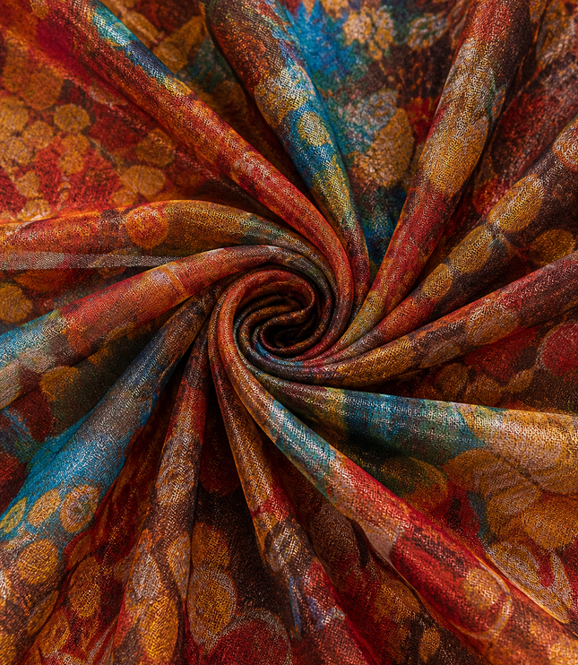 Women's Wrap Dress in a Multicolor Print with Flutter Sleeves