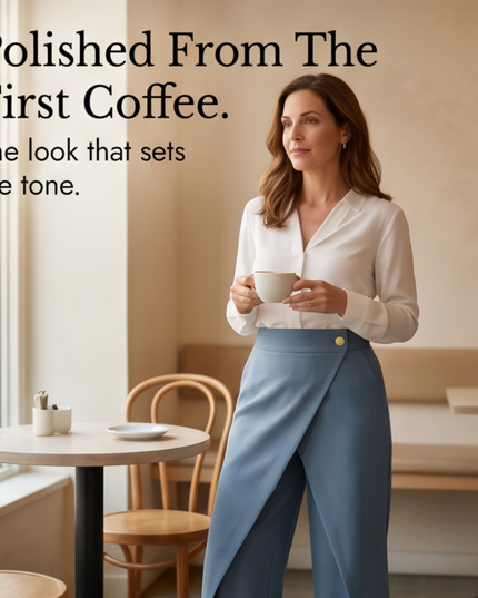 Women's Wrap-Front High-Waist Wide-Leg Dress Pants