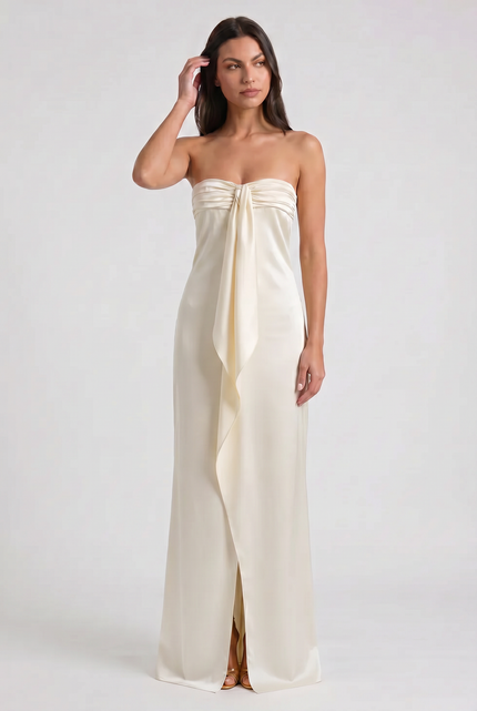 Women's Yellow Floral Maxi Wedding Guest Summer Dress