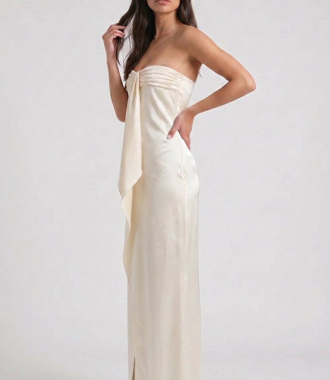 Women's Yellow Floral Maxi Wedding Guest Summer Dress