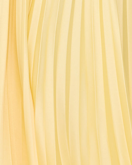 Women's Yellow Pleated V-Neck Cross-Back Maxi Dress