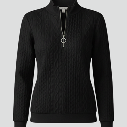 Women's Zip Mock Neck Sweater in Cable Knit