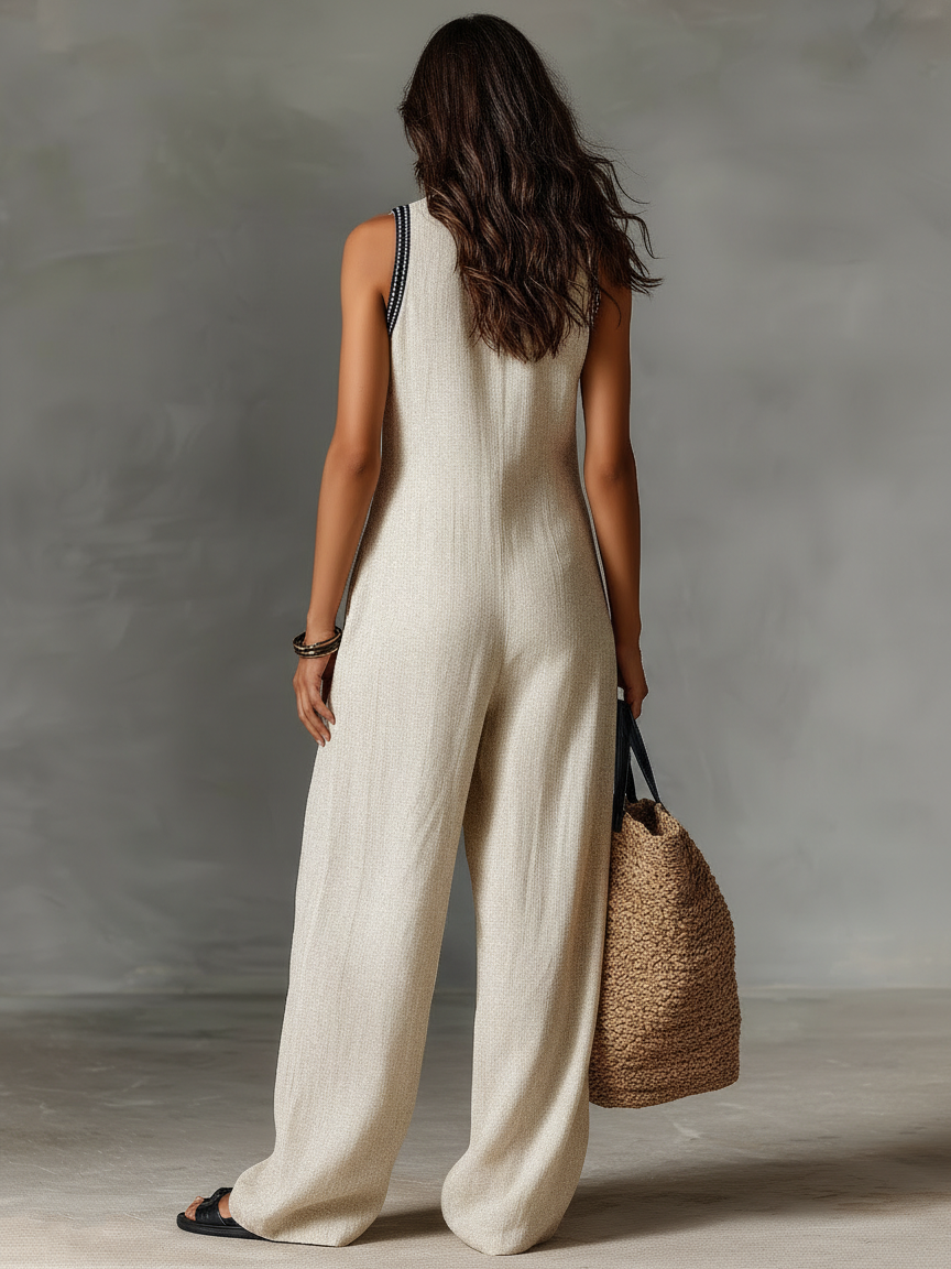 Women Summer Sleeveless Linen Blend Jumpsuit - product image 3