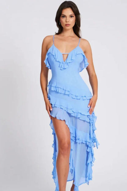 Women's Summer Ruffled Spaghetti Strap Midi Dress - view 11