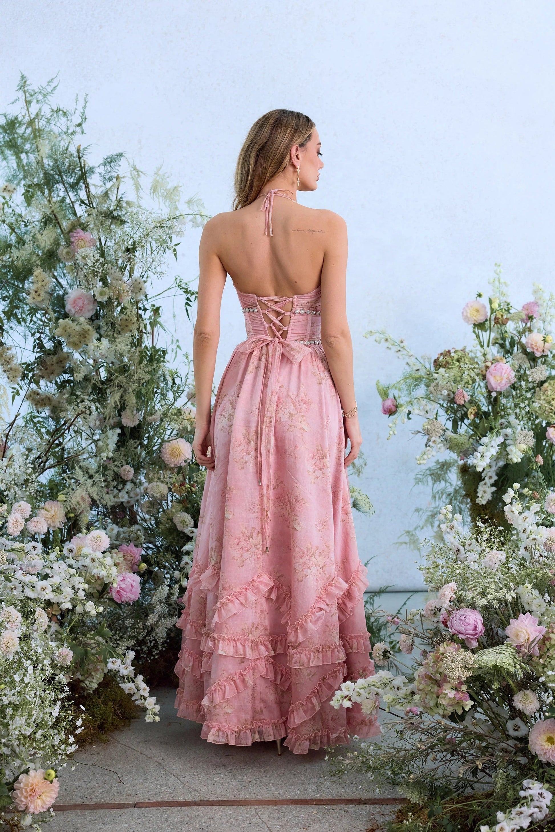 Women's Wedding Guest Floral Halter Maxi Dress – Cult of Mode